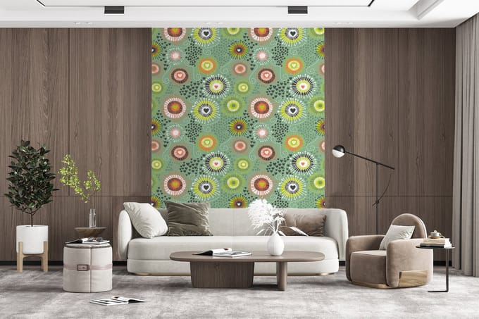 Behang - Fotobehang Bloem - Design - Hartjes - Breedte 190 cm x hoogte 260 cm