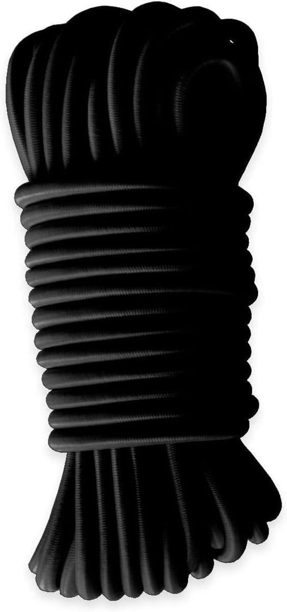 Elastisch koord - Bungeekoord spanband - Dekzeil bevestigen - UV-bestendig professioneel - 9 mm x 40 m - Zwart