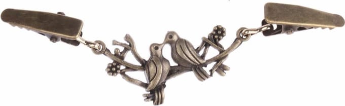 Fako Bijoux® - Vestsluiting - Vestclip - Sjaalspeld - Vestklem - Vogels - Bronskleurig