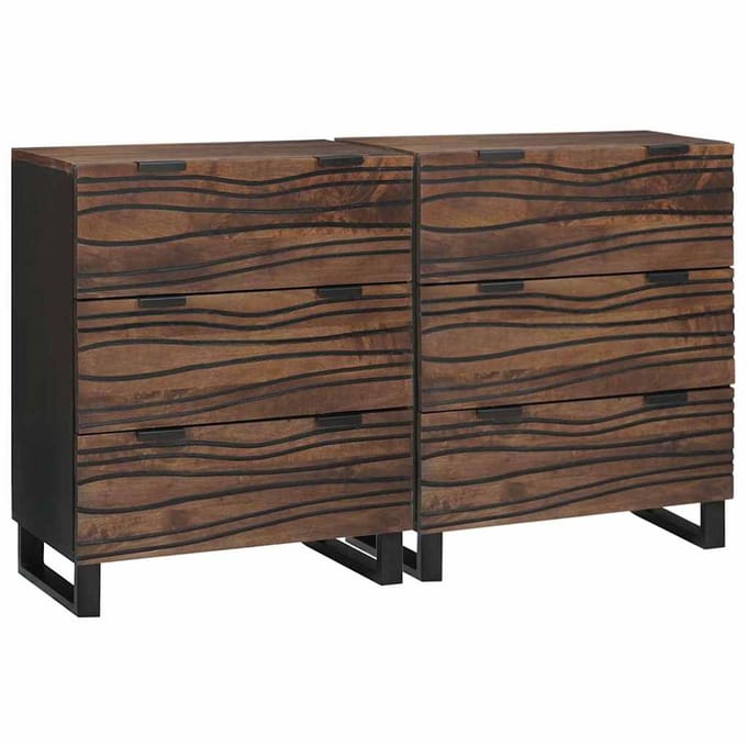 vidaXL - Dressoir - Set - 2 - st - Walnotenhout - 120 - x - 33 - x - 75 - cm