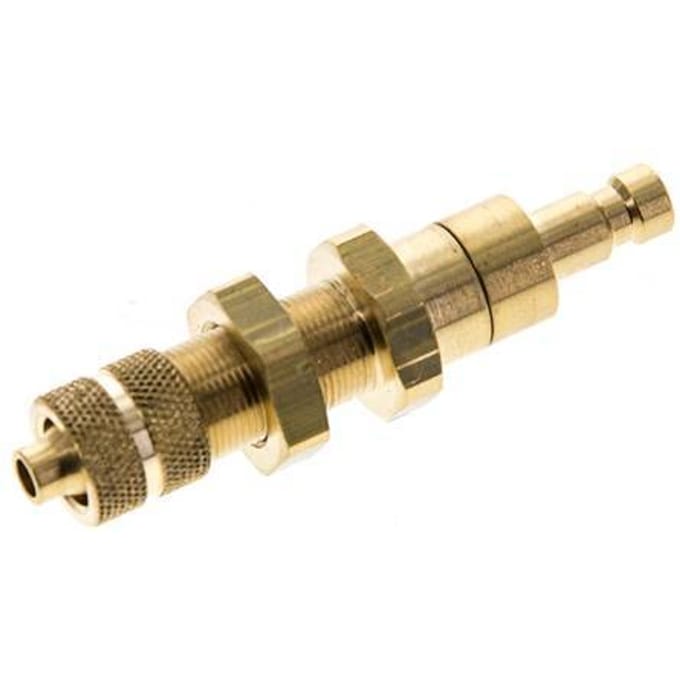 Messing DN 2.7 (Micro) Luchtkoppeling Insteeknippel 4x6 mm Push-On Schotkoppeling Double Shut-Off - CLP2-NB-B-SV-P-4