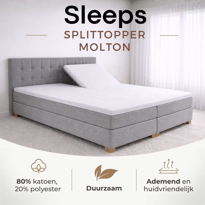 Sleeps Splittopper Molton Hoeslaken Stretch - 120x220 cm - Matrasbeschermer - Split Enkel