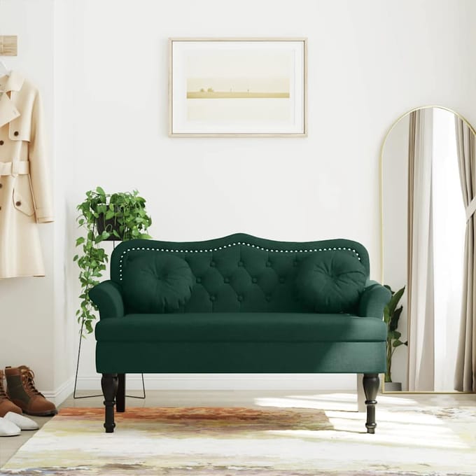 vidaXL - Bank - met - kussens - donkergroen - 120,5x65x75 - cm - fluweel