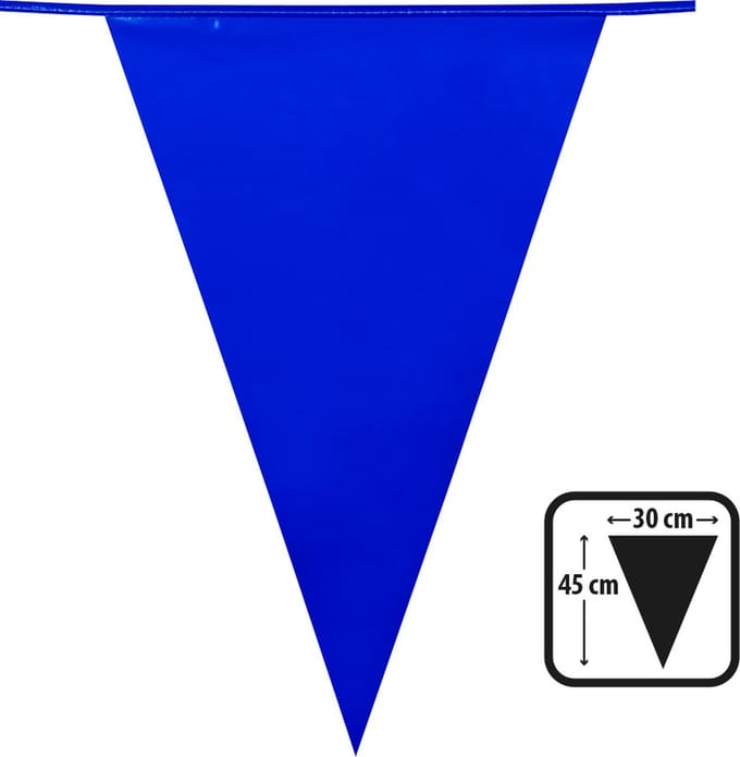 plastic reuze vlaggenlijn - Blauw - 10 meter