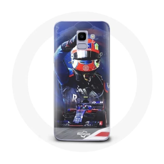 Case voor Samsung Galaxy A8 2018 Formule 1 Pierre Gasly F1 Racing Driver Rood Blauw