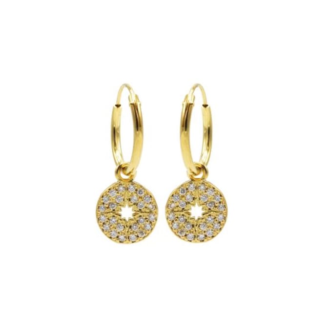 Karma oorring symbool zirkonia disc morning star goud M2957