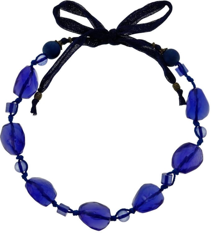 Behave – Ketting – Koningsblauw – Acryl Kralen – Verstelbare Stoffen Band – Elegant Statement