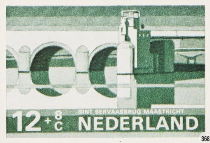 Briefkaart met afbeelding Sint Servaasbrug, Maastricht postzegel