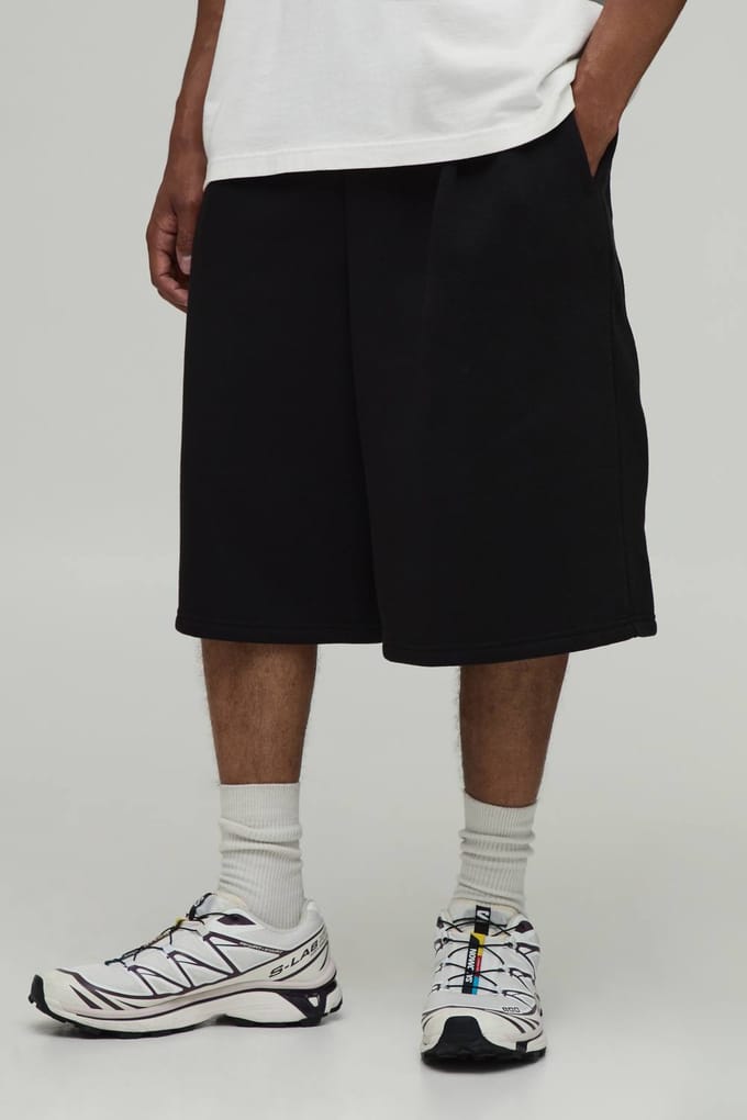 Gebloemde Geborduurd Jersey Bermuda Jort | Black | Size Medium