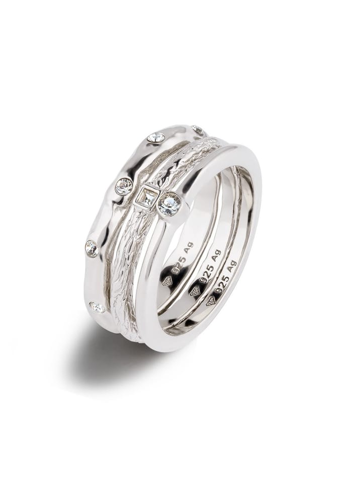 Elli - Ring - Ring Set Vrouwen Glazen Kristallen Xirius Geslepen Wit 925 Sterling Zilver - Dames