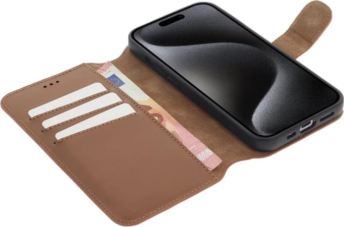 Minim 2-in-1 Apple iPhone 15 Pro Max Hoesje Book Case Back Cover Bruin