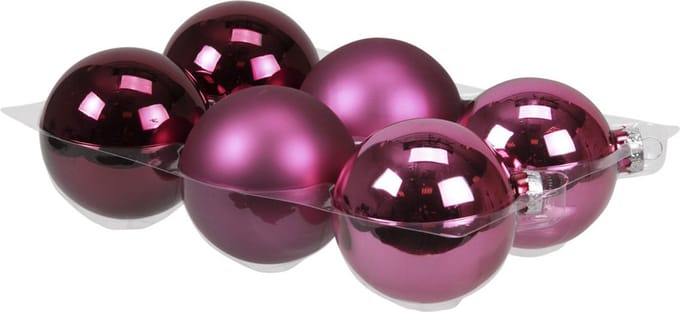 Othmar Decorations Kerstballen - 6x st - cherry roze - 8 cm - glas - mat/glans - kerstversiering