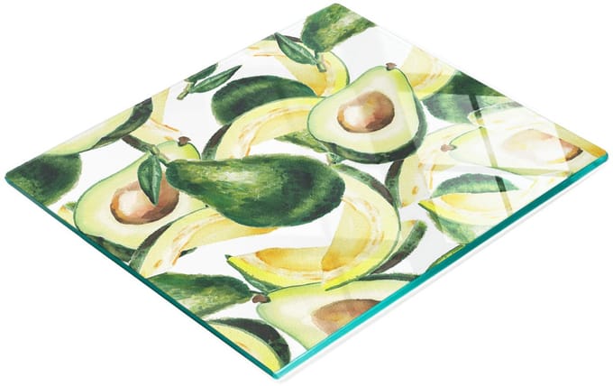 Multifunctioneel decoratief glazen bord met avocado-print 60x52 cm