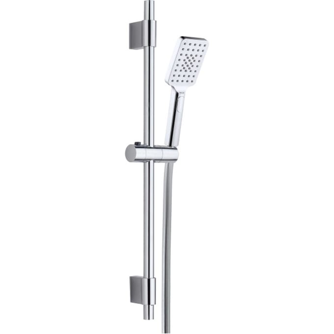 4bathroomz® Square Douche Glijstangset – Handdouche & Doucheslang – Chroom
