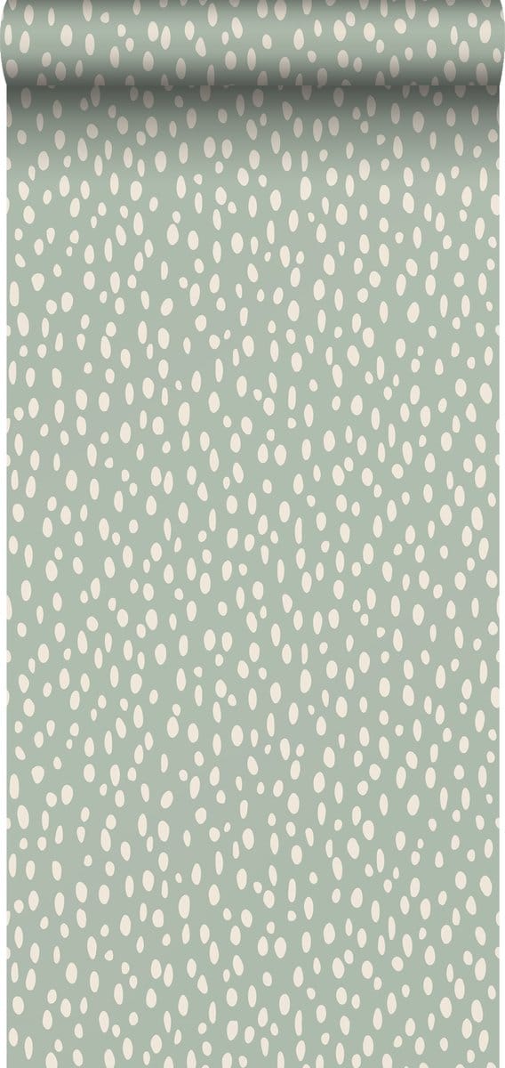ESTAhome behang stippen mintgroen en wit - 53 cm x 10.05 m - 139256