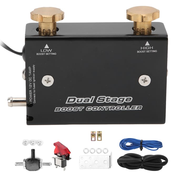 Auto Dubbelstaps Turbolader Boost Elektronische Controller Kit Aluminiumlegering voor 12V Auto Universeel