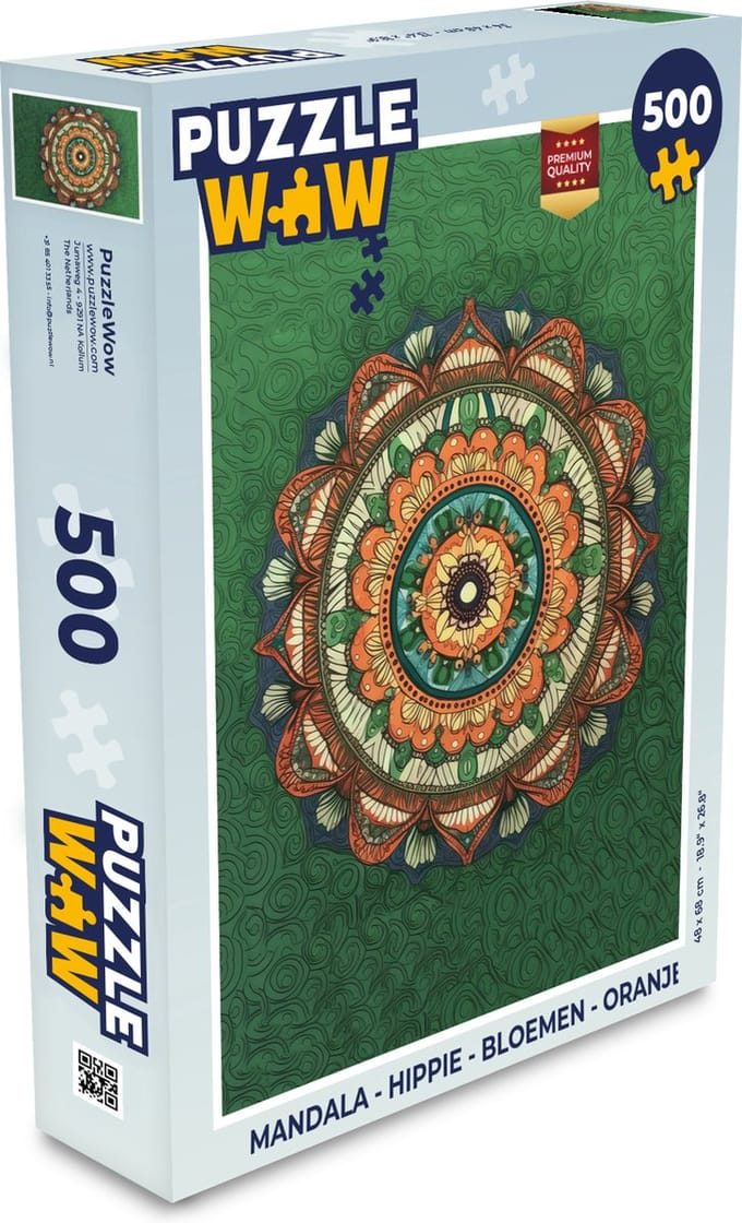 Puzzel Mandala - Hippie - Bloemen - Oranje - Legpuzzel - Puzzel 500 stukjes