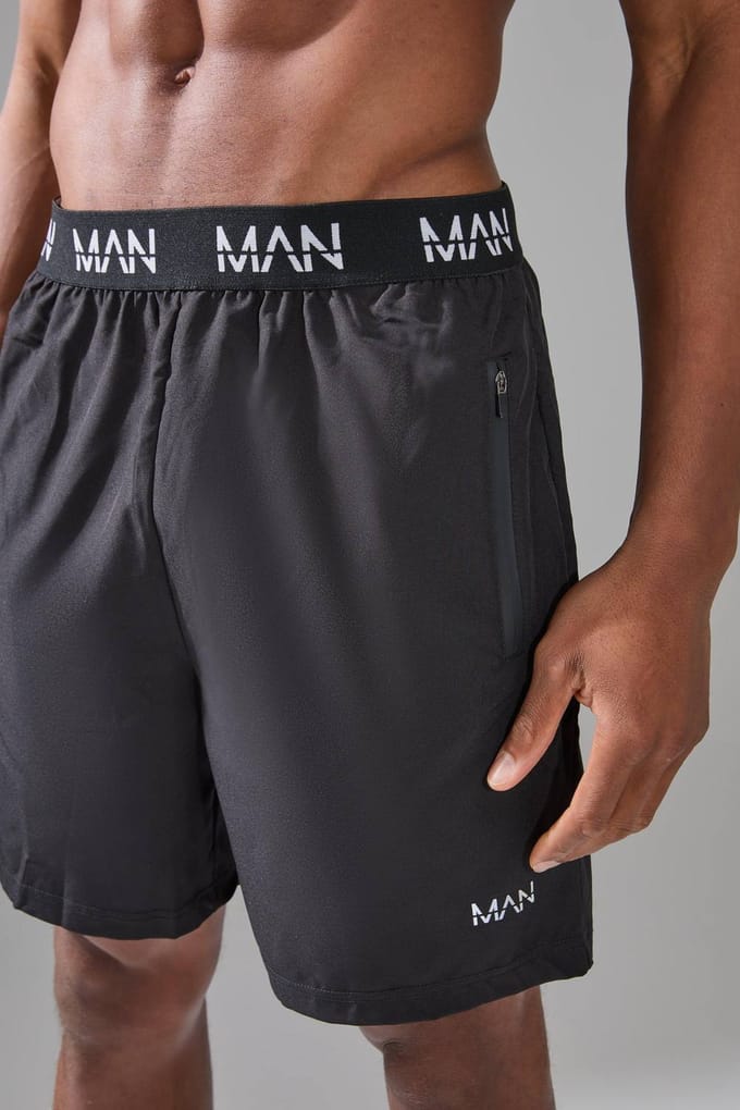 Men's Active Stretch Woven Regular Fit 7inch Gym Short | Black | Size Medium
