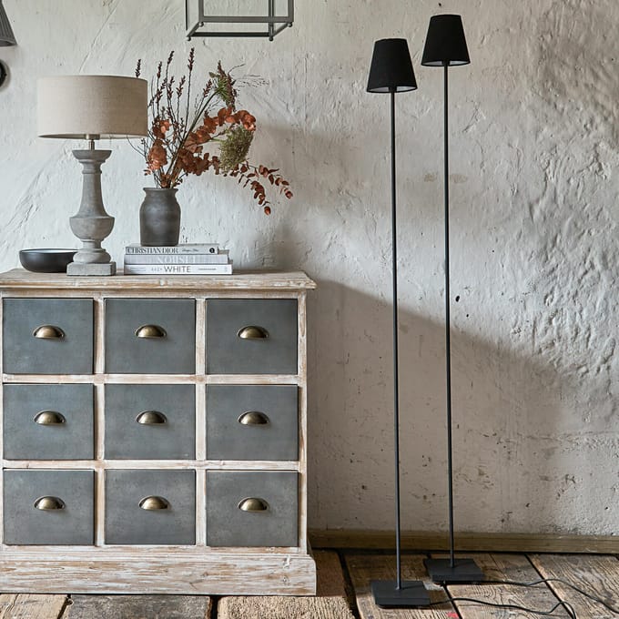 LOBERON Staande lamp set van 2 Tacoma zwart