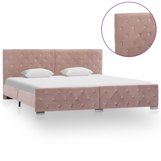 vidaXL - Bedframe - fluweel - roze - 180x200 - cm