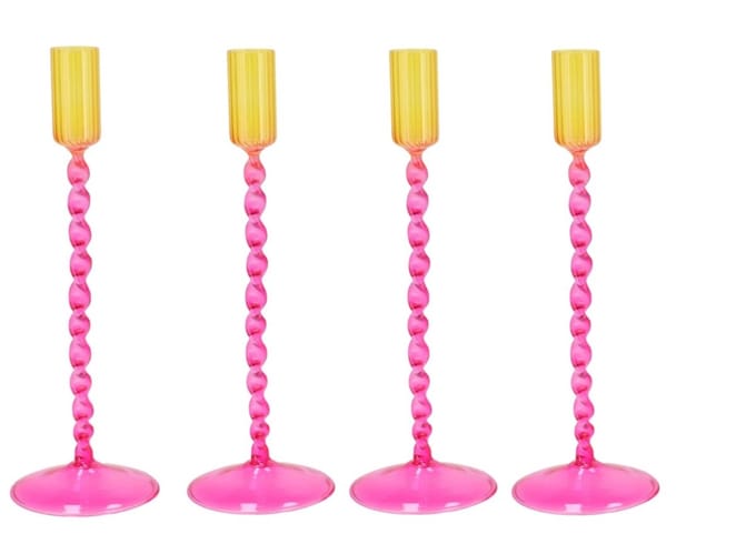 Jules dutch pink candle holder 9x20cm