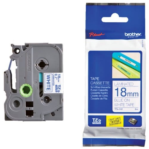 Brother labelprinter-tapes Gloss Laminated Labelling Tape - 18mm, Blue/White