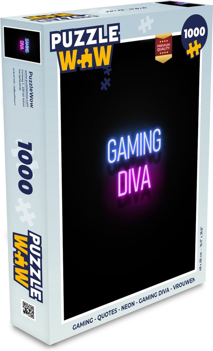 Puzzel Gaming - Quotes - Neon - Gaming diva - Vrouwen - Legpuzzel - Puzzel 1000 stukjes volwassenen