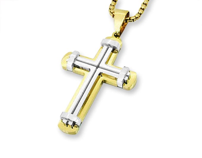 Montebello Ketting Alfred Duo - 316L Staal - Kruis - 43x28mm - 60cm