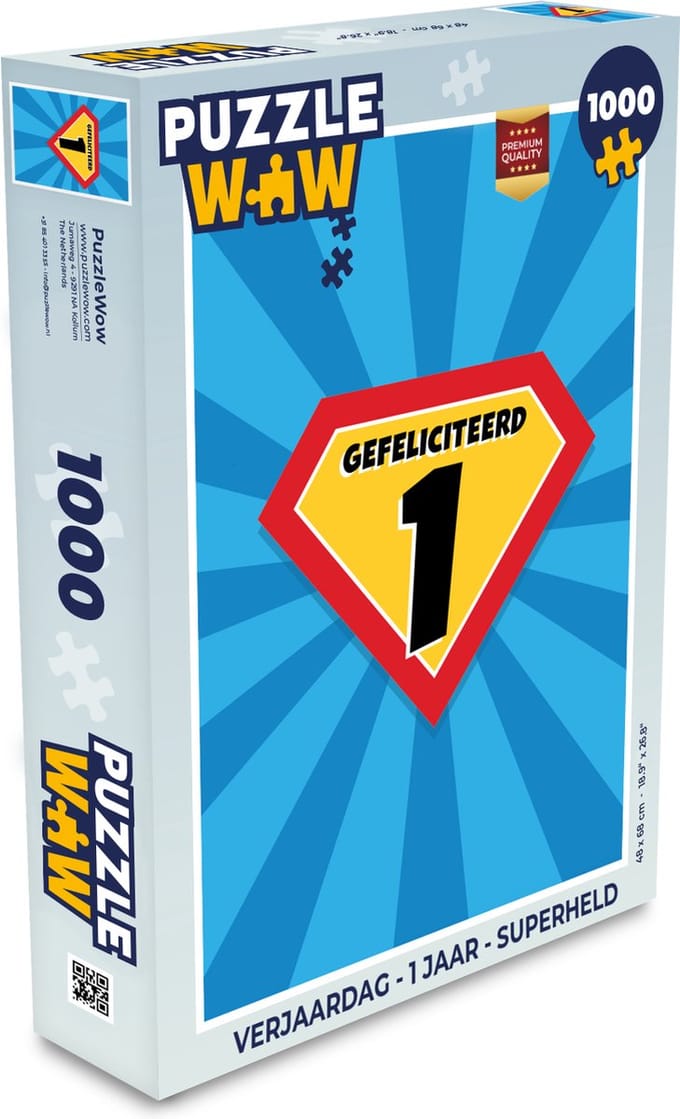 Puzzel Verjaardag - 1 Jaar - Superheld - Legpuzzel - Puzzel 1000 stukjes volwassenen