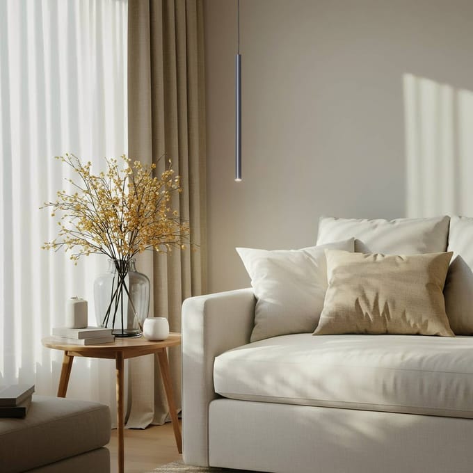 SIGMA Hanglamp Sopel 1, antraciet, 1-lamp, staal, Ø 5 cm
