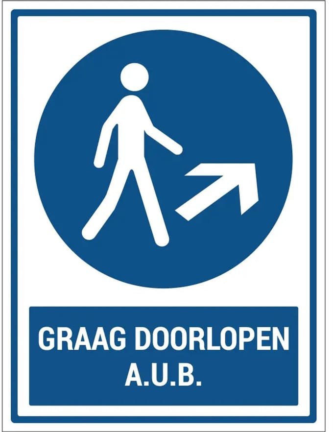 Graag doorlopen aub sticker met tekst | 28 x 21 cm