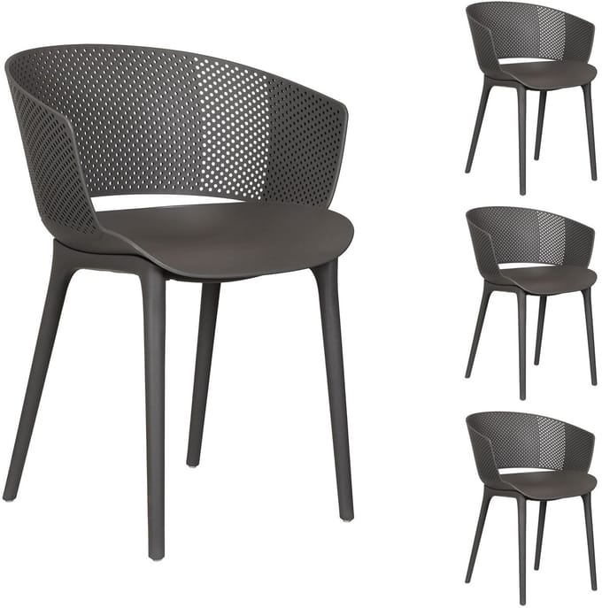 Tuinstoel OLINDO, set van 4 - grijs
