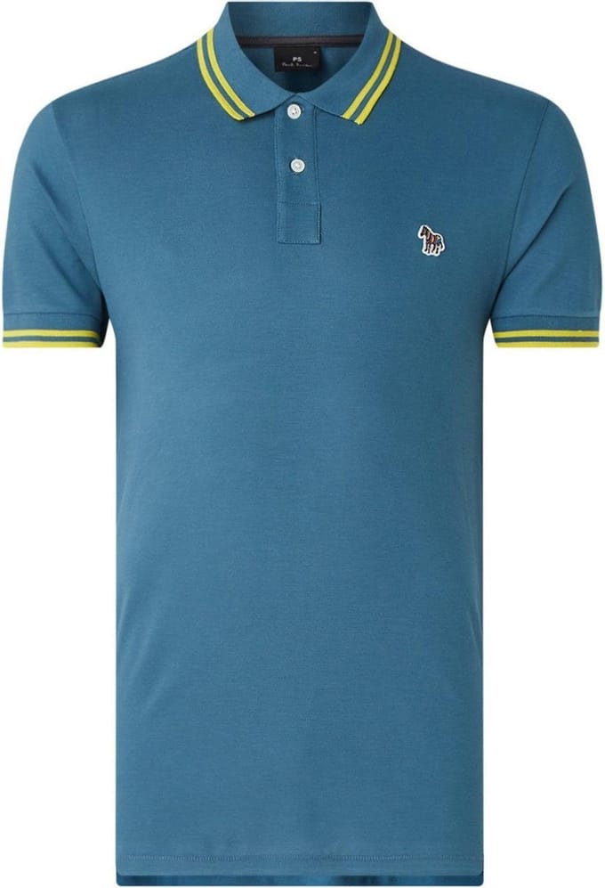 PS Paul Smith Slim fit polo van piqué katoen - Blauw - Maat S