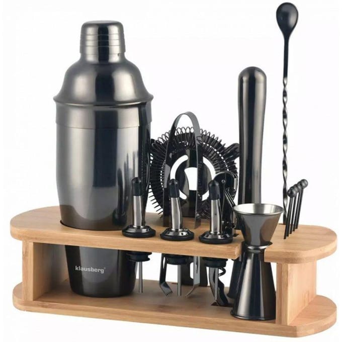 Klausberg 7582 - Barset - cocktailset - bartending - 16 delig - Zwart