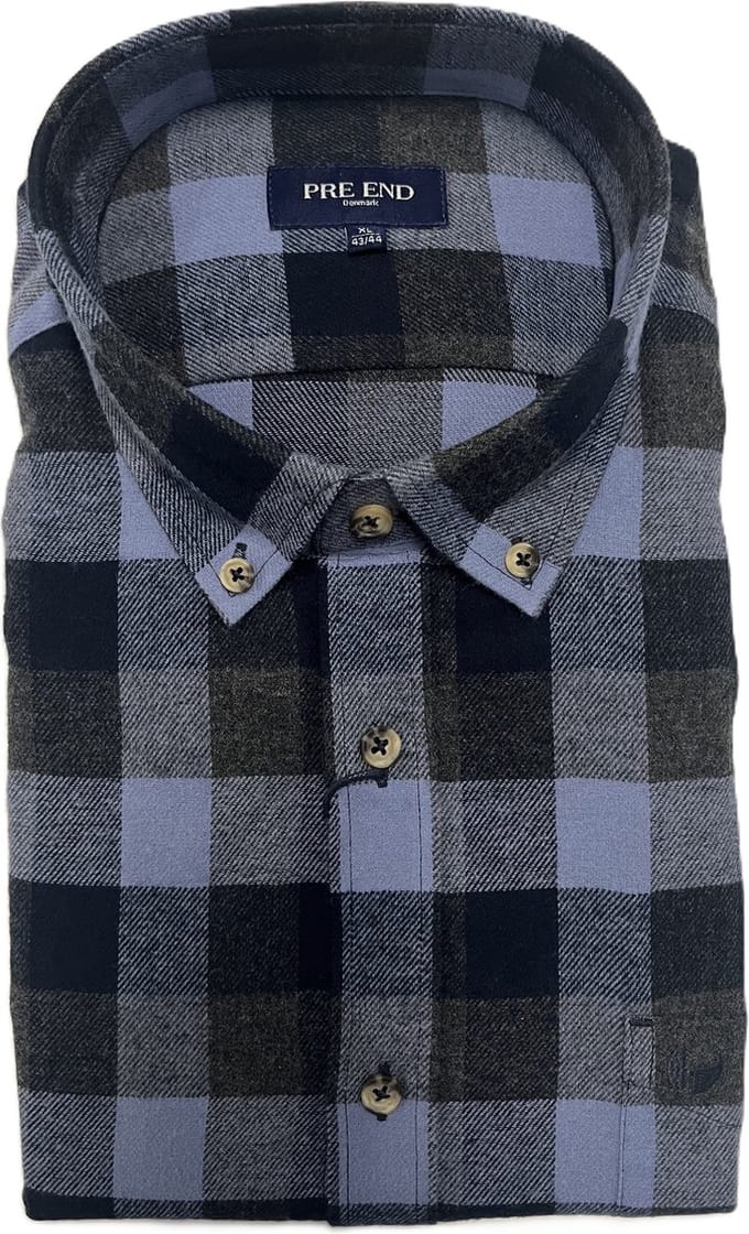 Pre End - Overhemd heren - flanel - colony blue - geruit - maat L