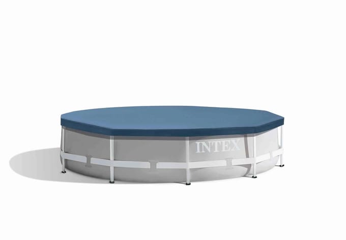 Intex Afdekzeil 28031, Voor Rond Frame Zwembad Ø 366 cm, Beschermt Tegen Bladeren en Vuil, Stevig Vinyl, Voor Lange Levensduur, Blauw