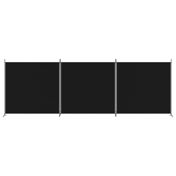 vidaXL - Kamerscherm - met - 3 - panelen - 525x180 - cm - stof - zwart