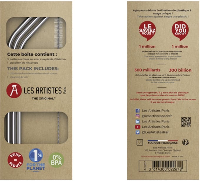 Les Artistes Paris - Rietjes set met borstel - set a 3 stuks