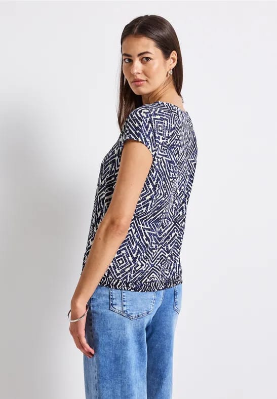 Shirt van gemengd materiaal met patroon