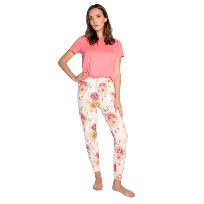 PJ Salvage Dames/Dames Jersey Bloemen Pyjamabroek (Beige)