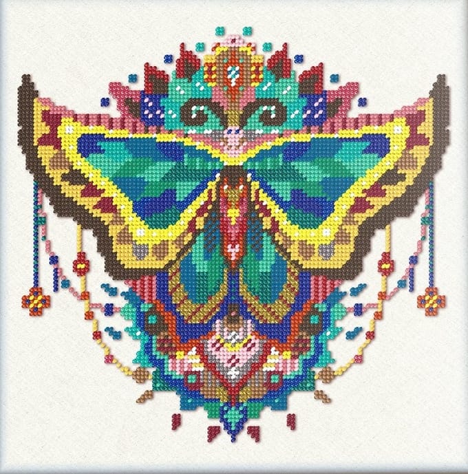 Borduurpakket met kralen - parels - APS - MANDALA butterfly - Vlinde - B561