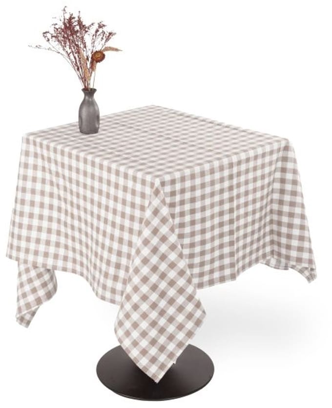 Tiseco - Tafelkleed GINGHAM - Katoen - Geblokt - 150x150 cm, taupe