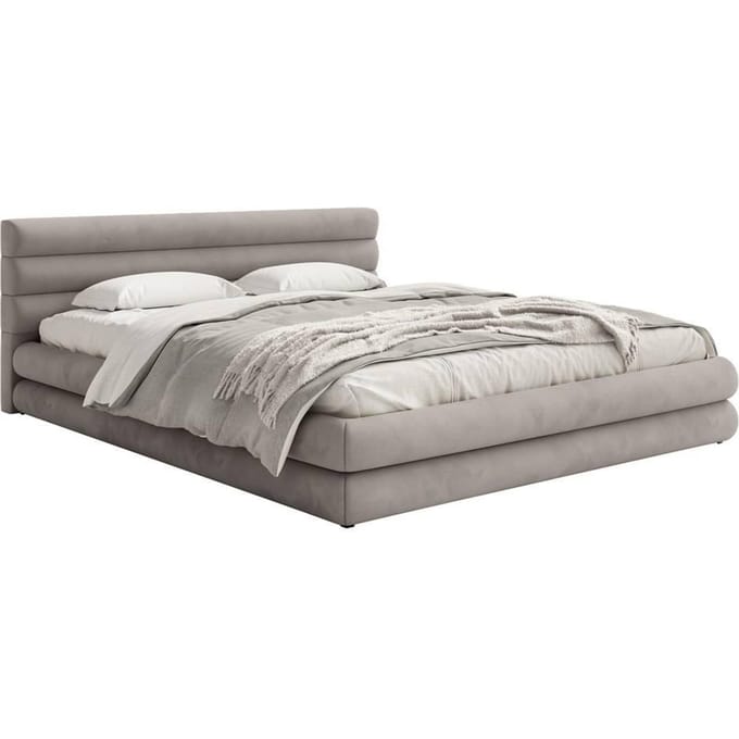 Gestoffeerd bed Alvaro chenille 160 x 200 met beddengoedcontainer | NADUVI Collection