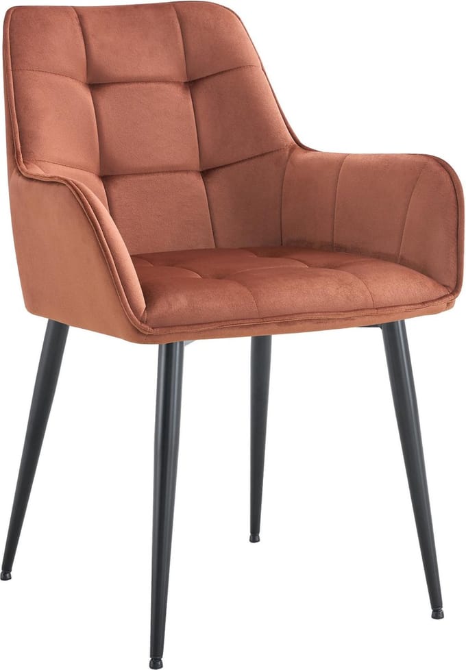 CLP Ferndale eetkamerstoel, fauteuil met beklede fluwelen hoes bruin