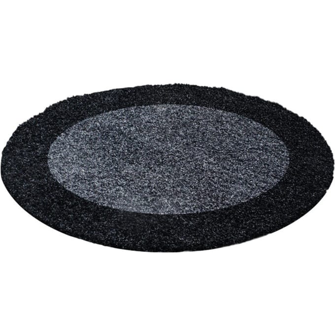Muratap Basic rond shaggy kader vloerkleed / grijs hoogpolig- 160 cm rond