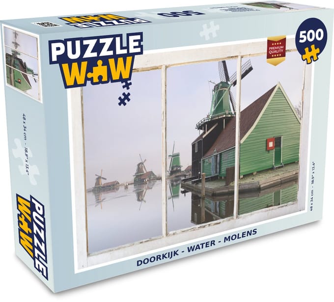 Puzzel Doorkijk - Water - Molen - Legpuzzel - Puzzel 500 stukjes
