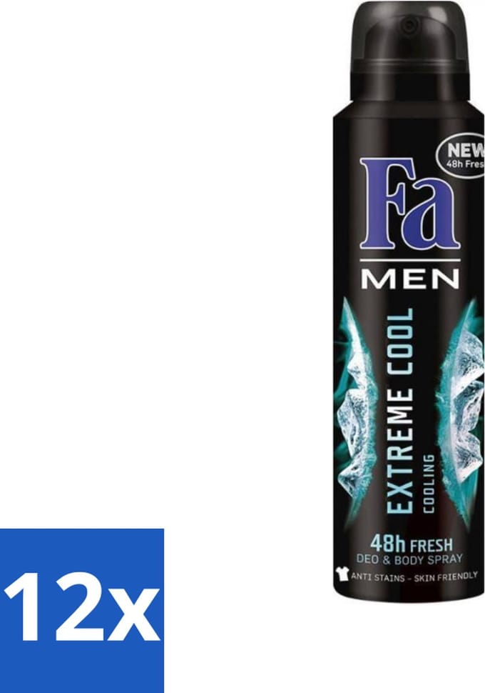 Fa Men - Extreme Cool - Deodorant Spray - Coolend - 150 ml - Voordeelverpakking - 12 stuks