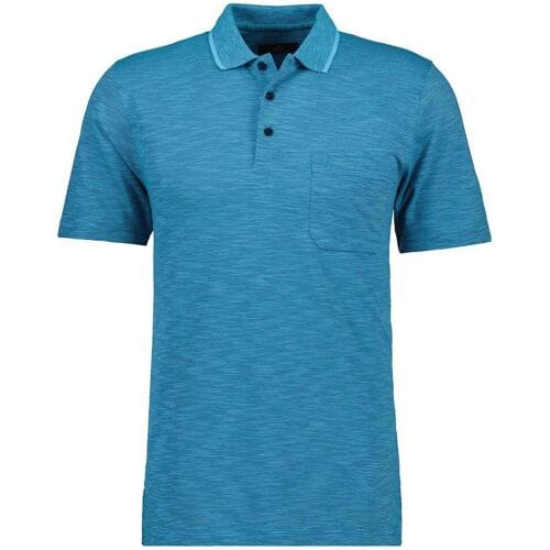 Ragman Polo Soft Knit Fine Stripe Easy Care Water Blue / male