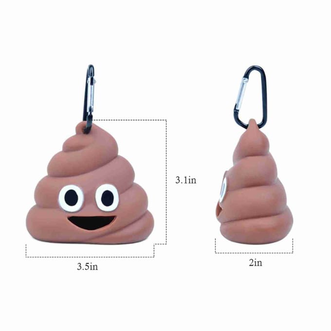 Distributeur de sacs à déjections canines en forme de caca avec crochet pour usage extérieur (sacs poubelles non inclus) café