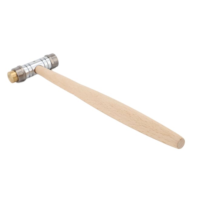 Petit marteau à double tête Maillet en laiton et plastique Outil à main d'installation avec manche en bois pour la maison beige